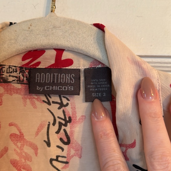 CHICOS silk/linen button down Japanese size 3 / L - Picture 2 of 4